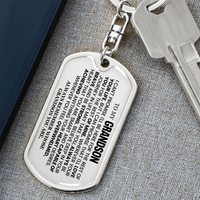 Thumbnail for Grandson, Brave & Strong - Personalized Dog Tag Keychain (GS59)