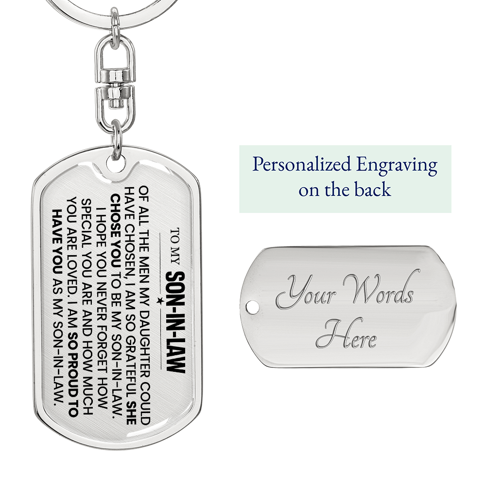 To My Son-In-Law - Luxury Dog Tag Keychain