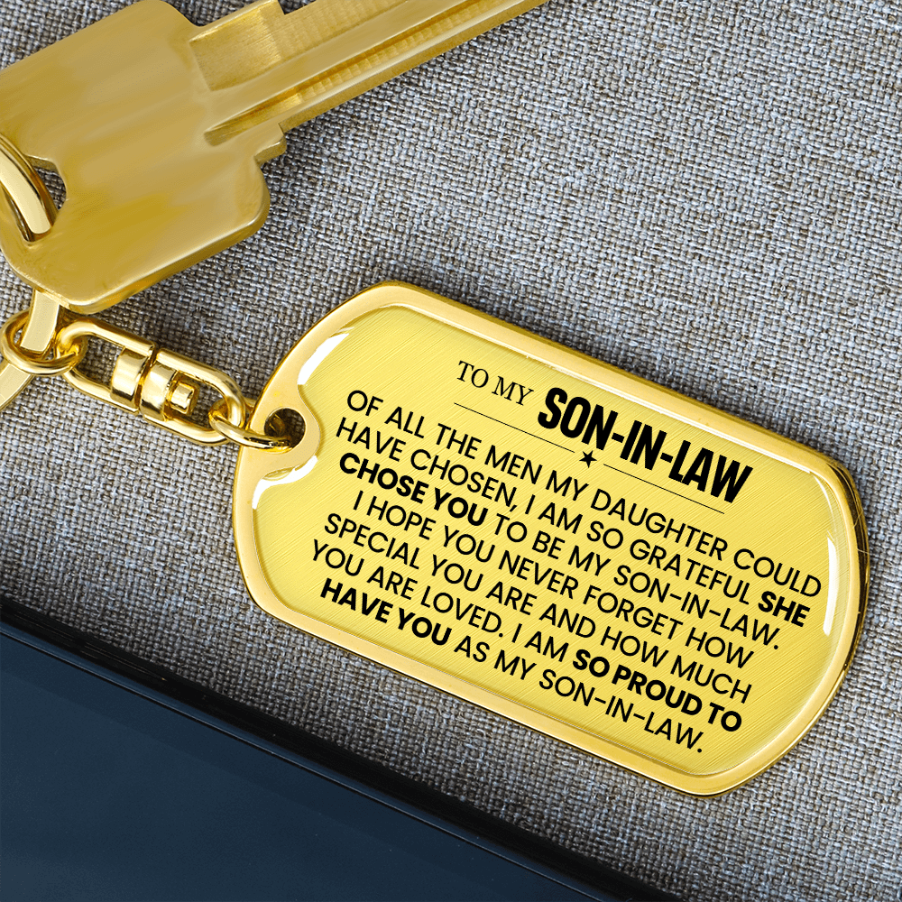 To My Son-In-Law - Luxury Dog Tag Keychain
