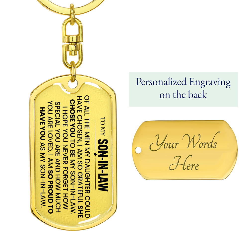 To My Son-In-Law - Luxury Dog Tag Keychain
