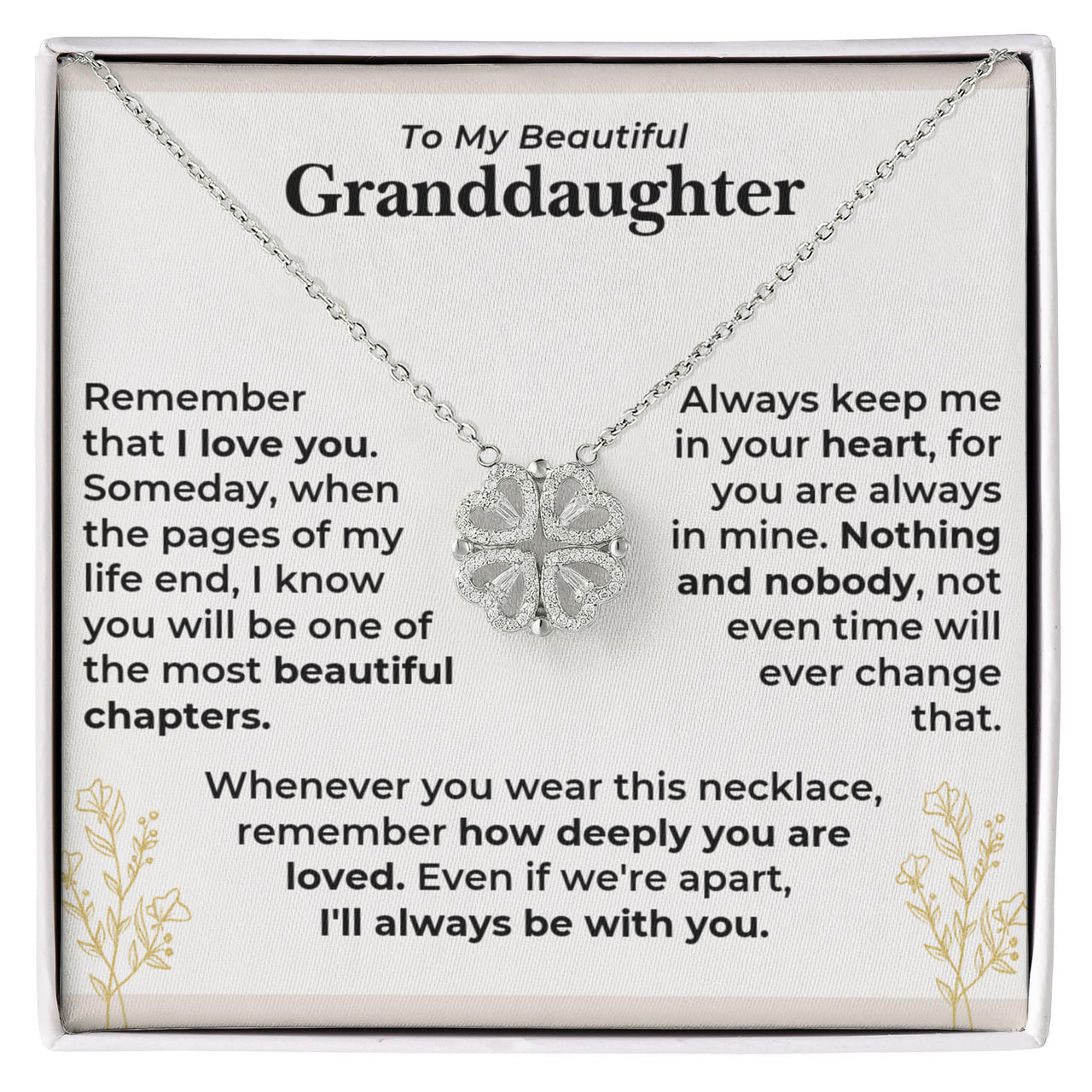 To My Granddaughter Magnetic Hearts Necklace with Message Card Gift Set (GD129)