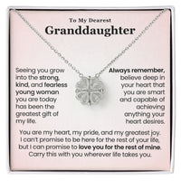 Thumbnail for Magnetic hearts clover necklace for granddaughter displayed in gift box with heartfelt message card, sentimental jewelry gift from grandma grandpa