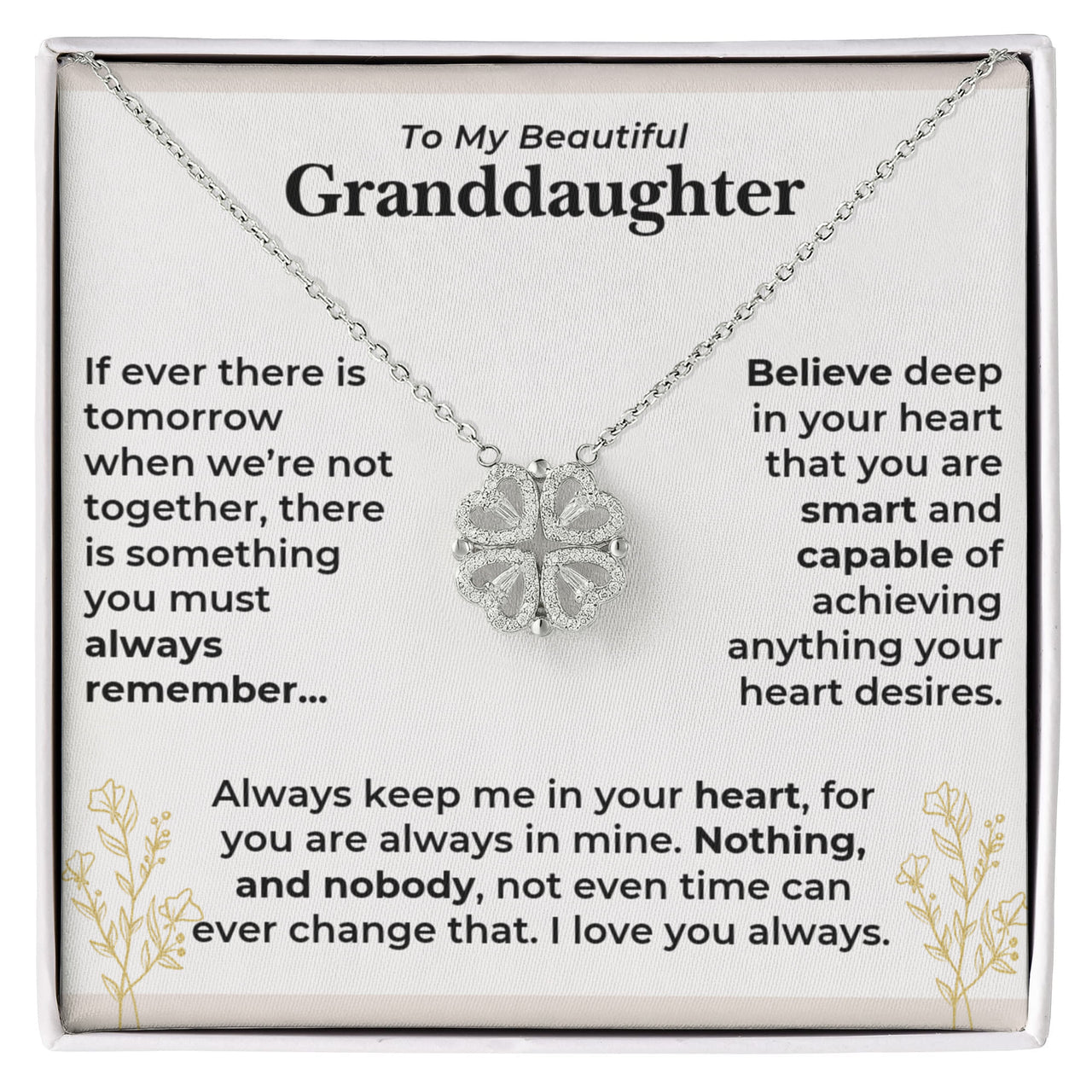 To My Granddaughter Magnetic Hearts Necklace with Message Card Gift Set (GD128)