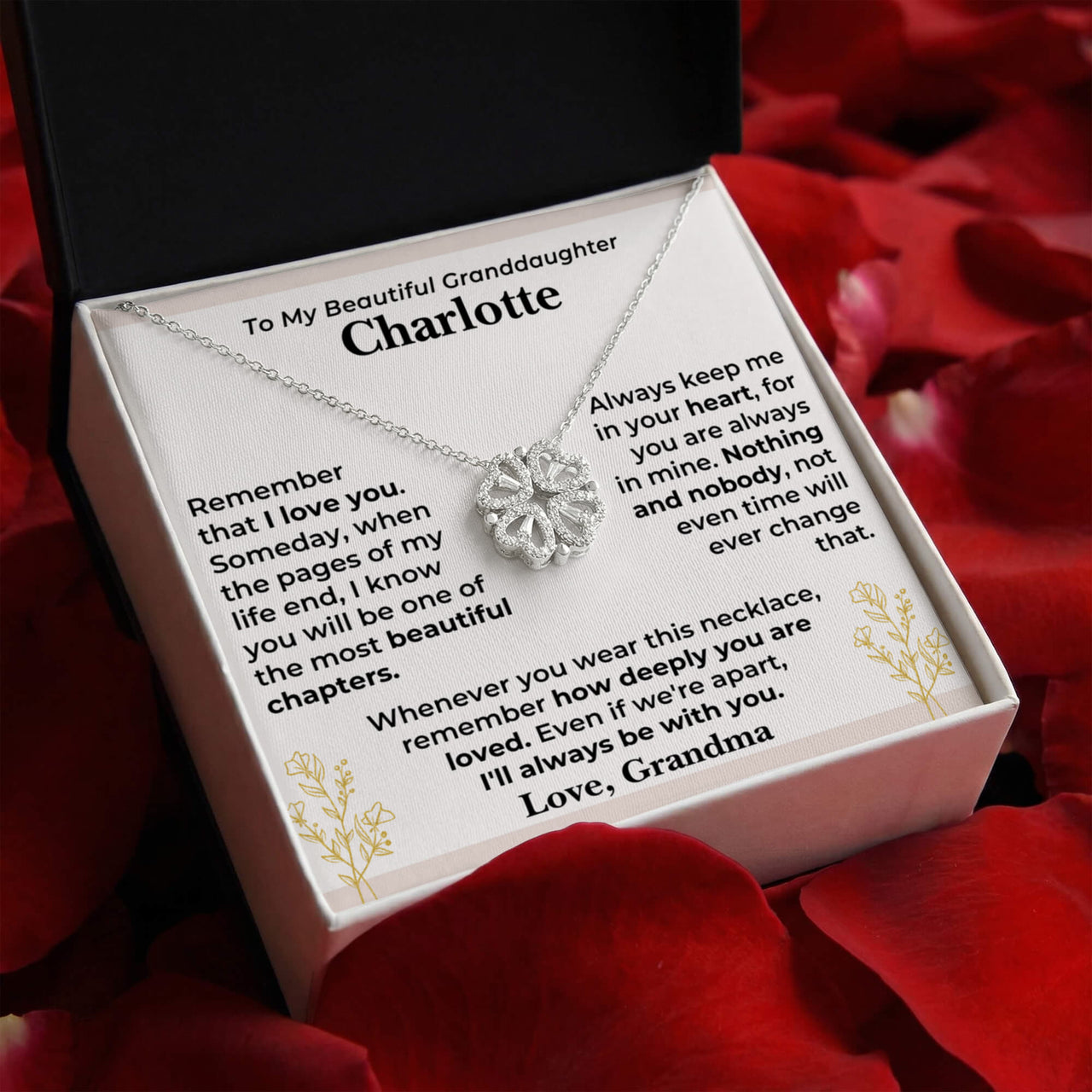 To My Granddaughter Magnetic Hearts Necklace with Personalized Message Card Gift Set (GD129-P)