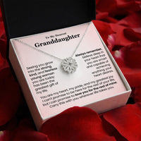 Thumbnail for Magnetic hearts clover necklace for granddaughter displayed in gift box with heartfelt message card, sentimental jewelry gift from grandma