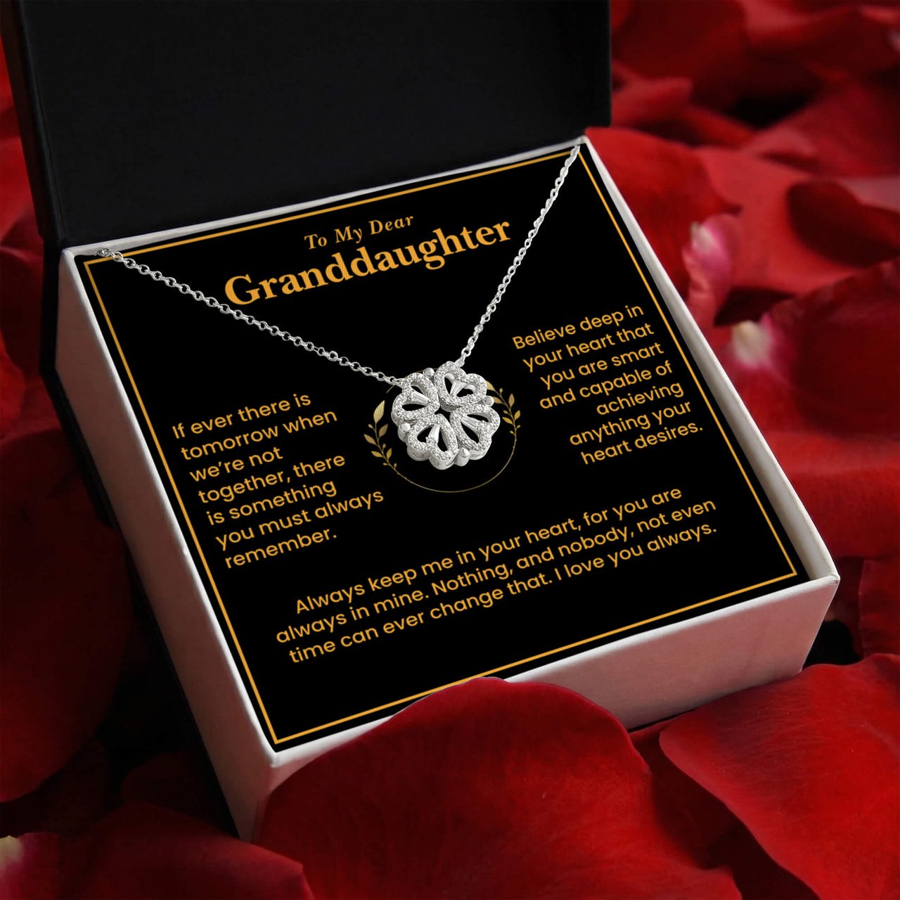 To My Granddaughter Magnetic Hearts Necklace with Love Message Card Gift Set (GD127)