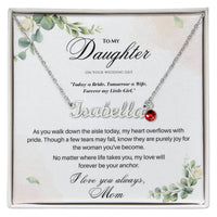 Thumbnail for Personalized daughter wedding necklace featuring a custom name and a sparkling birthstone pendant.