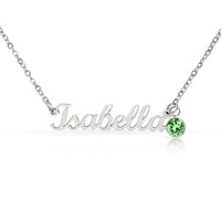 Thumbnail for Custom name necklace white gold finish birthstone charm wedding gift for daughterding gift.