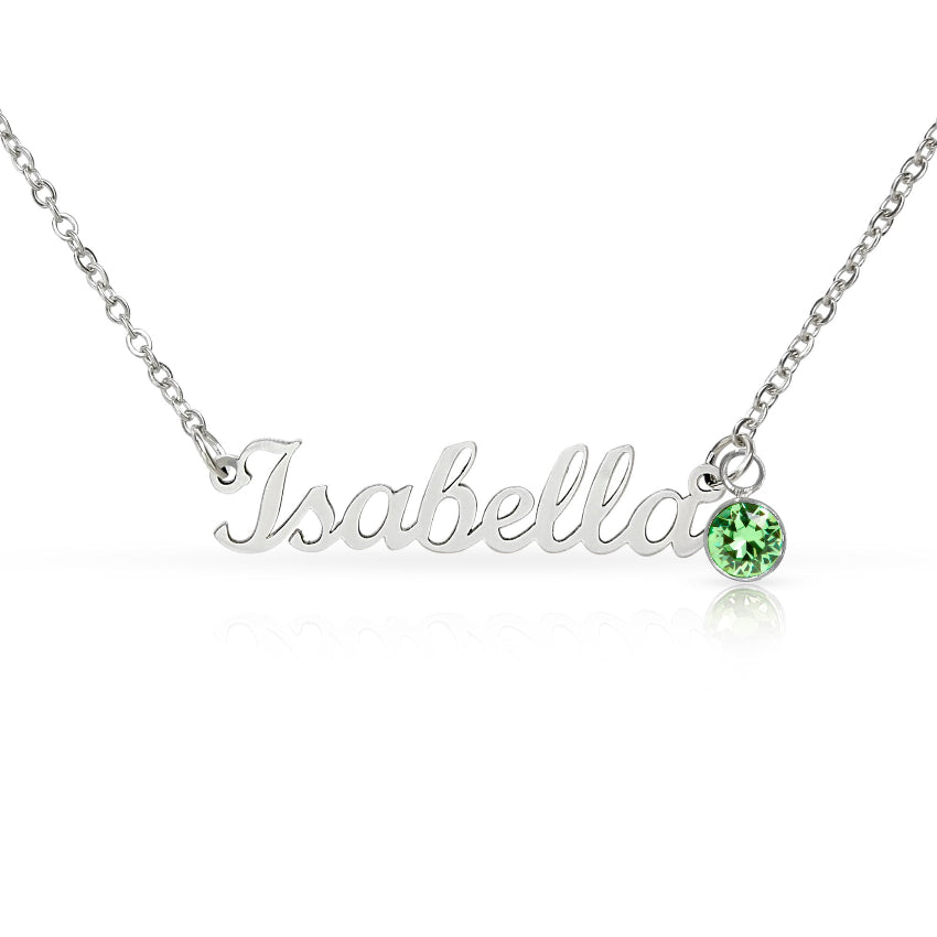 Custom name necklace white gold finish birthstone charm wedding gift for daughterding gift.