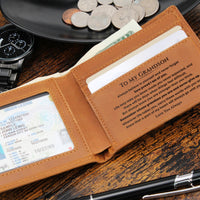 Thumbnail for To My Grandson, Remember Whose Grandson You Are - Premium Leather Wallet (GS108)