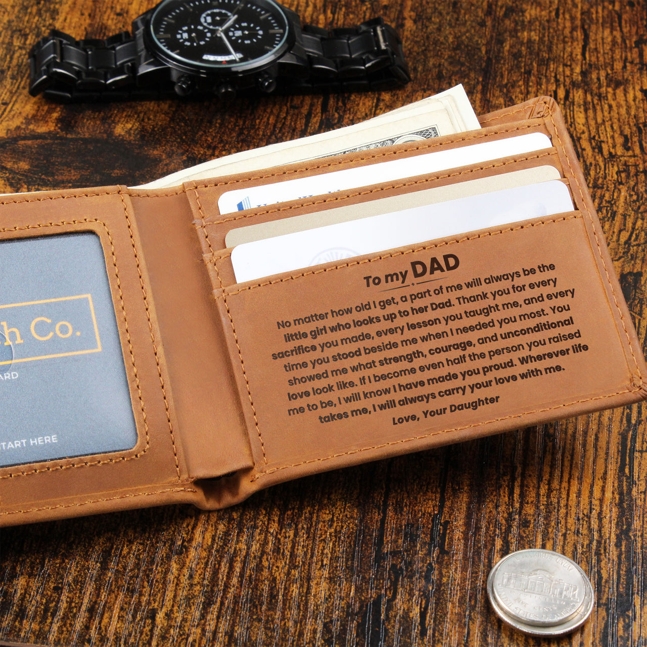 To My Dad Premium Leather Wallet From Daughter (DAD06)