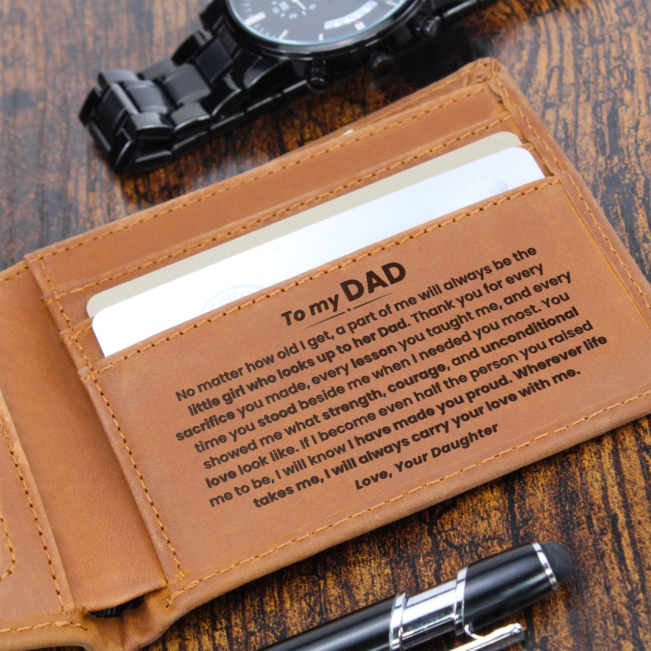 To My Dad Premium Leather Wallet From Daughter (DAD06)