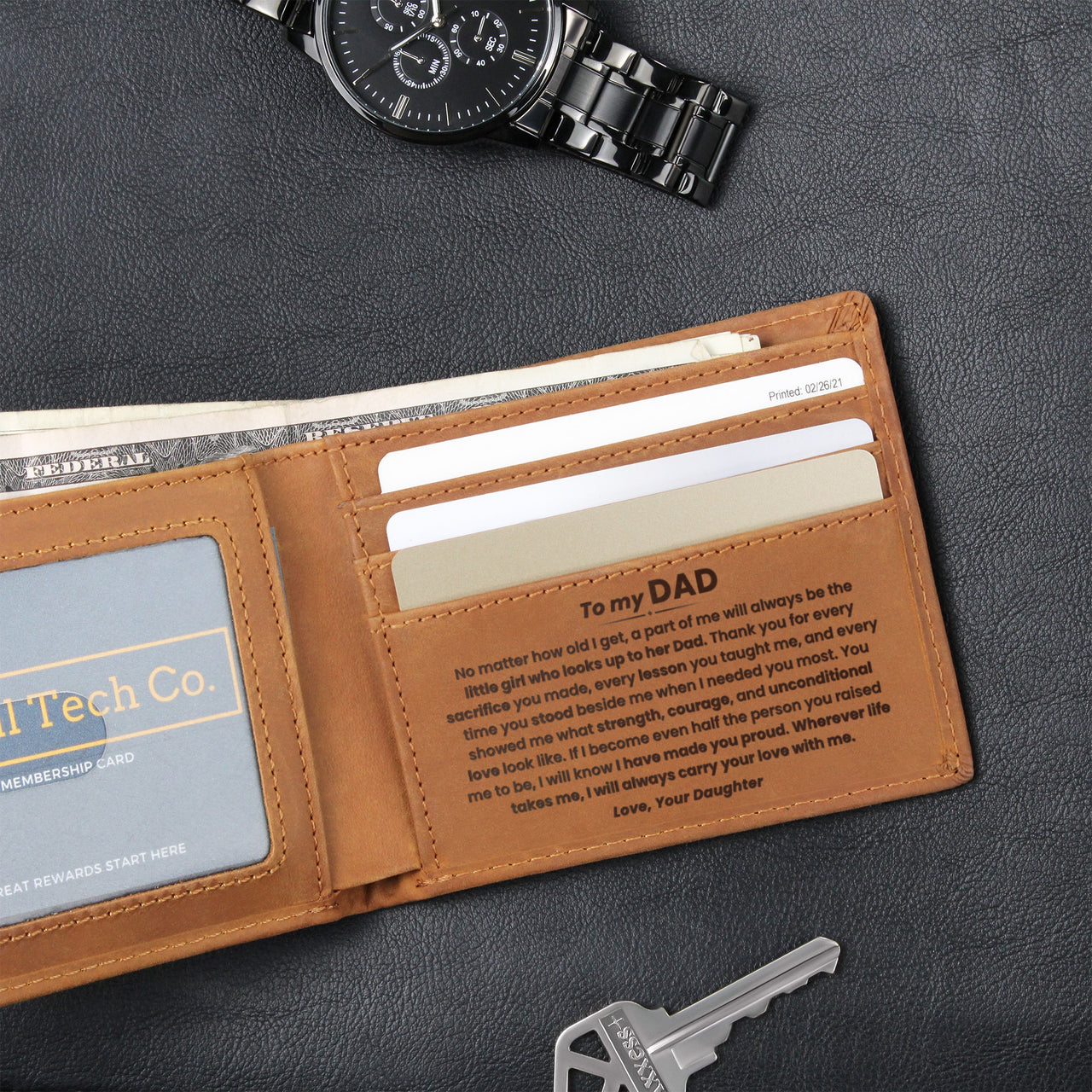 To My Dad Premium Leather Wallet From Daughter (DAD06)