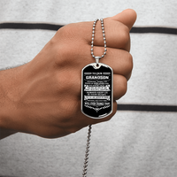 Thumbnail for Dog Tag Pendant necklace with engraving. Gift for grandson from grandma or grandpa.
