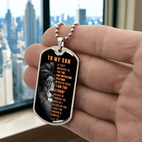 Thumbnail for Dog Tag Pendant necklace with engraving. Gift for Son from mom or dad.