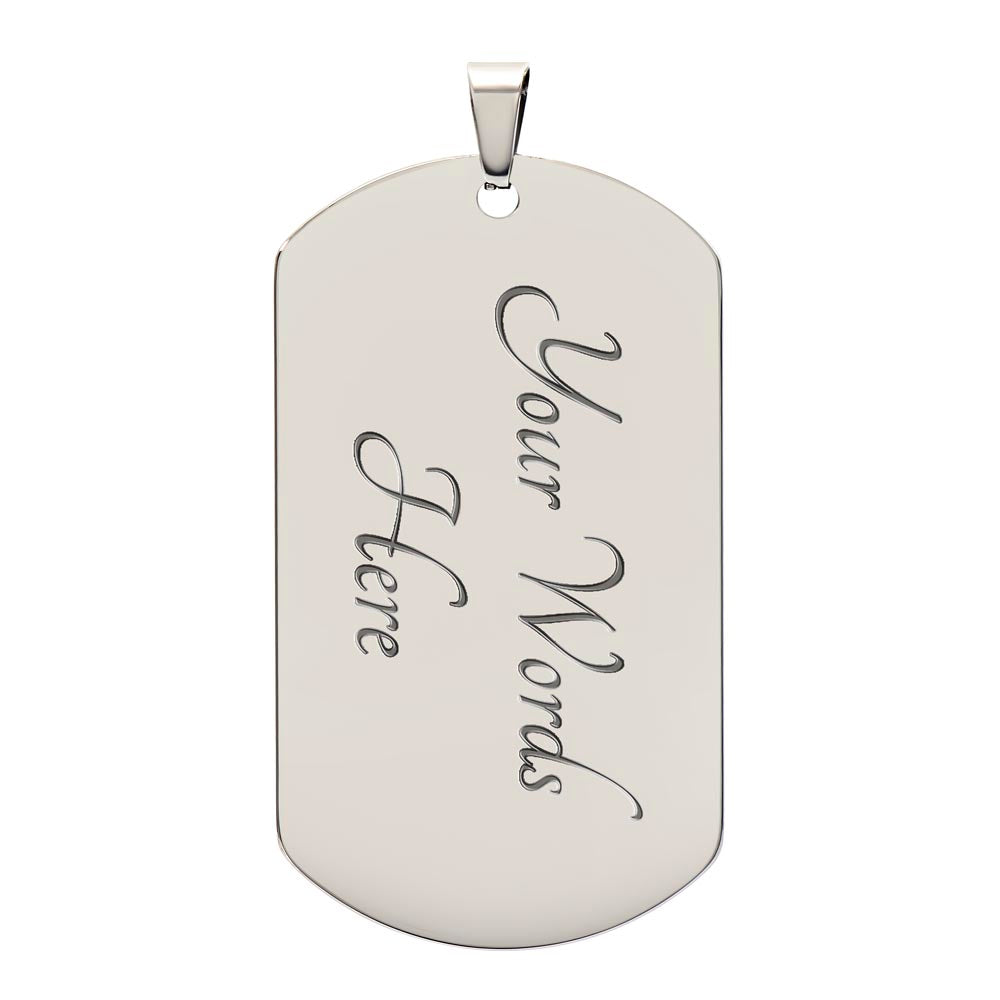 Dog Tag Pendant necklace with engraving. Gift for grandson from grandma or grandpa.