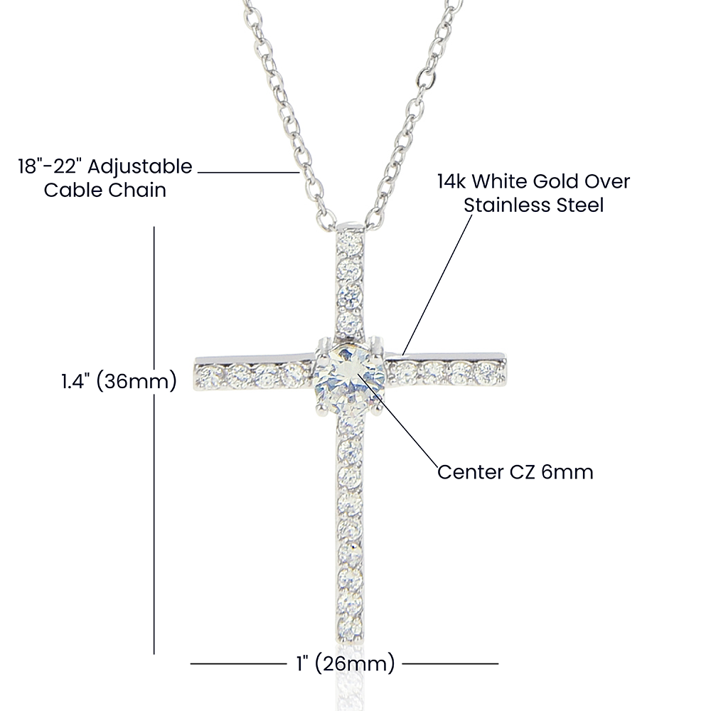 Daughter, Never Lose Faith - CZ Cross Necklace W/ Personalized Message Card