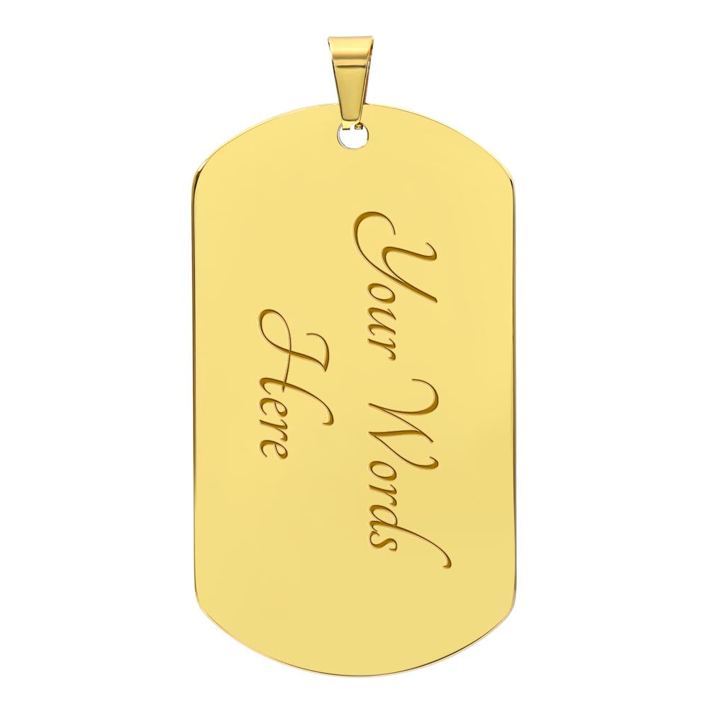 Dog Tag Pendant necklace with engraving. Gift for grandson from grandma or grandpa.