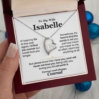 Thumbnail for Romantic heart-shaped pendant necklace with sparkling cubic zirconia, in gift box with personalized message card – perfect christmas gift for wife from husband.