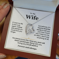 Thumbnail for Romantic heart-shaped pendant necklace with sparkling cubic zirconia, in gift box with emotional message card – perfect anniversary gift for wife from husband.
