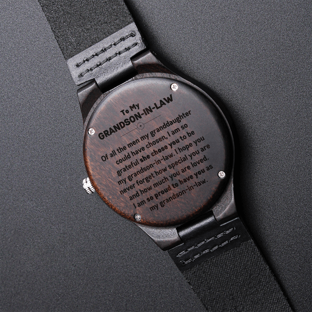To My Grandson-In-Law - Engraved Wooden Watch