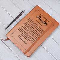 Thumbnail for Leather journal with engraved cover – inspiring gift for daughter to write her thoughts and prayers.