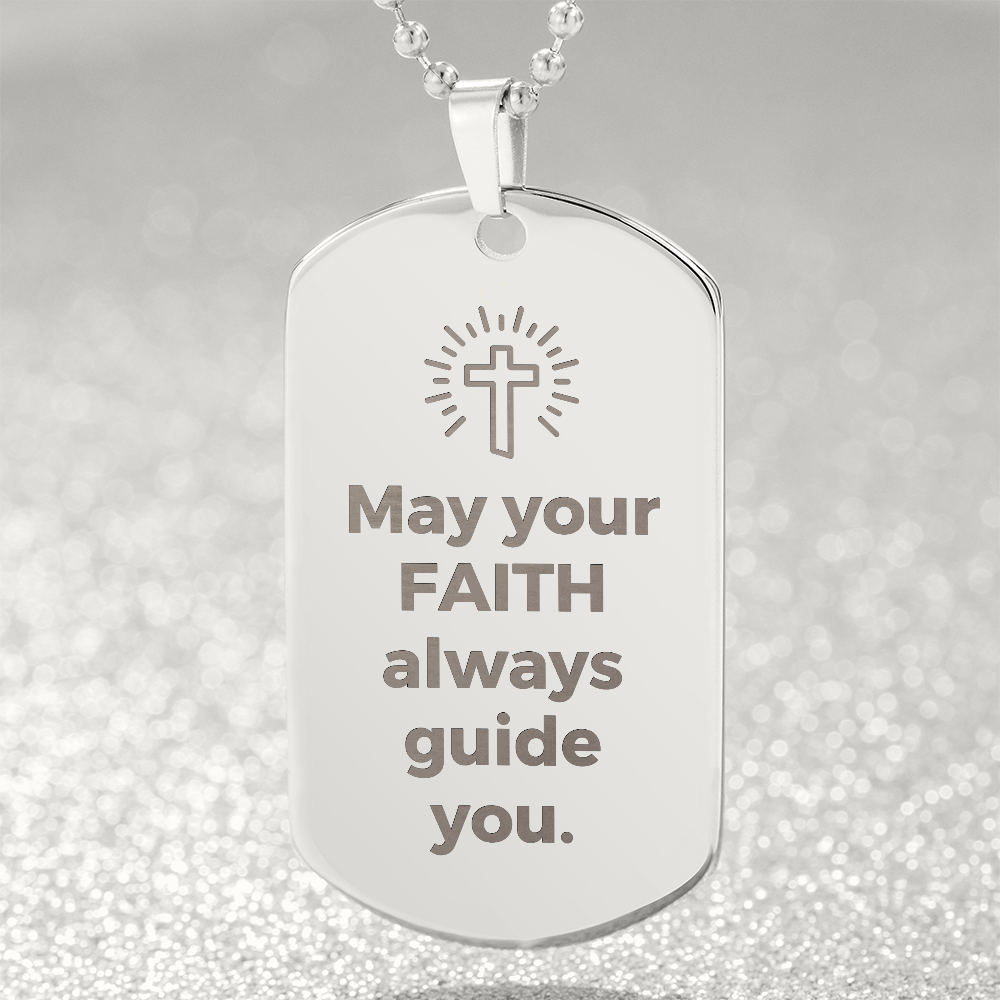 Engraved Dog Tag Necklace - Faith - 007