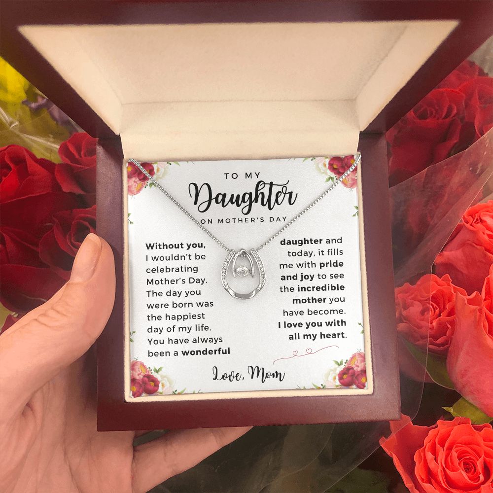 To My Daughter On Mother's Day - Lucky Horseshoe Necklace