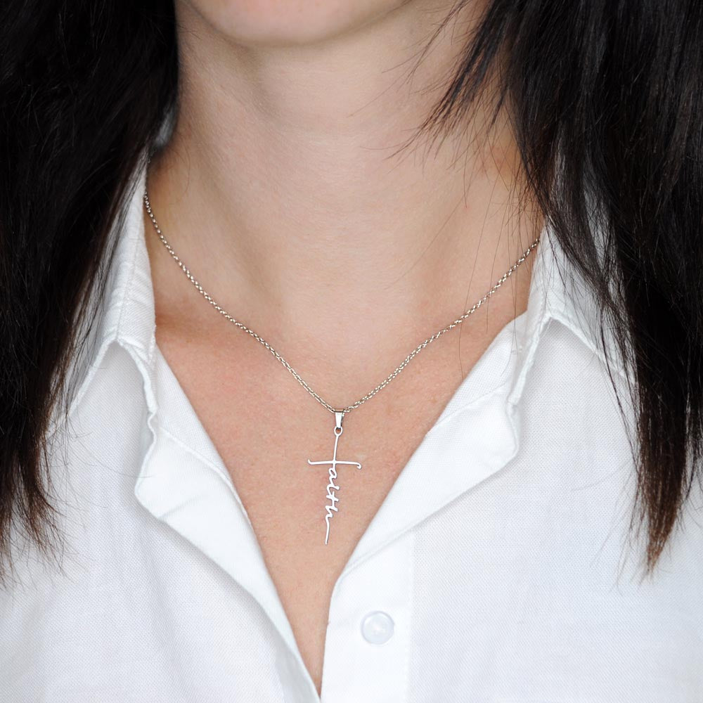 Granddaughter, Never Lose Faith - Faith Cross Necklace With Personalized Message Card (GD76-P)