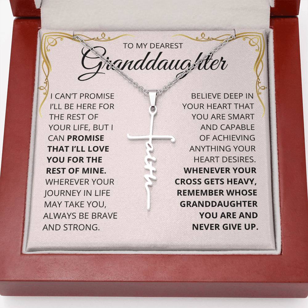 Granddaughter, Never Give Up - Faith Cross Necklace (GD73)