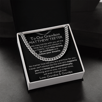 Thumbnail for Grandson, Follow Your Dreams - Cuban Link Chain W/ Personalized Message Card - 01