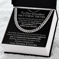 Thumbnail for Grandson, Follow Your Dreams - Cuban Link Chain W/ Personalized Message Card - 01