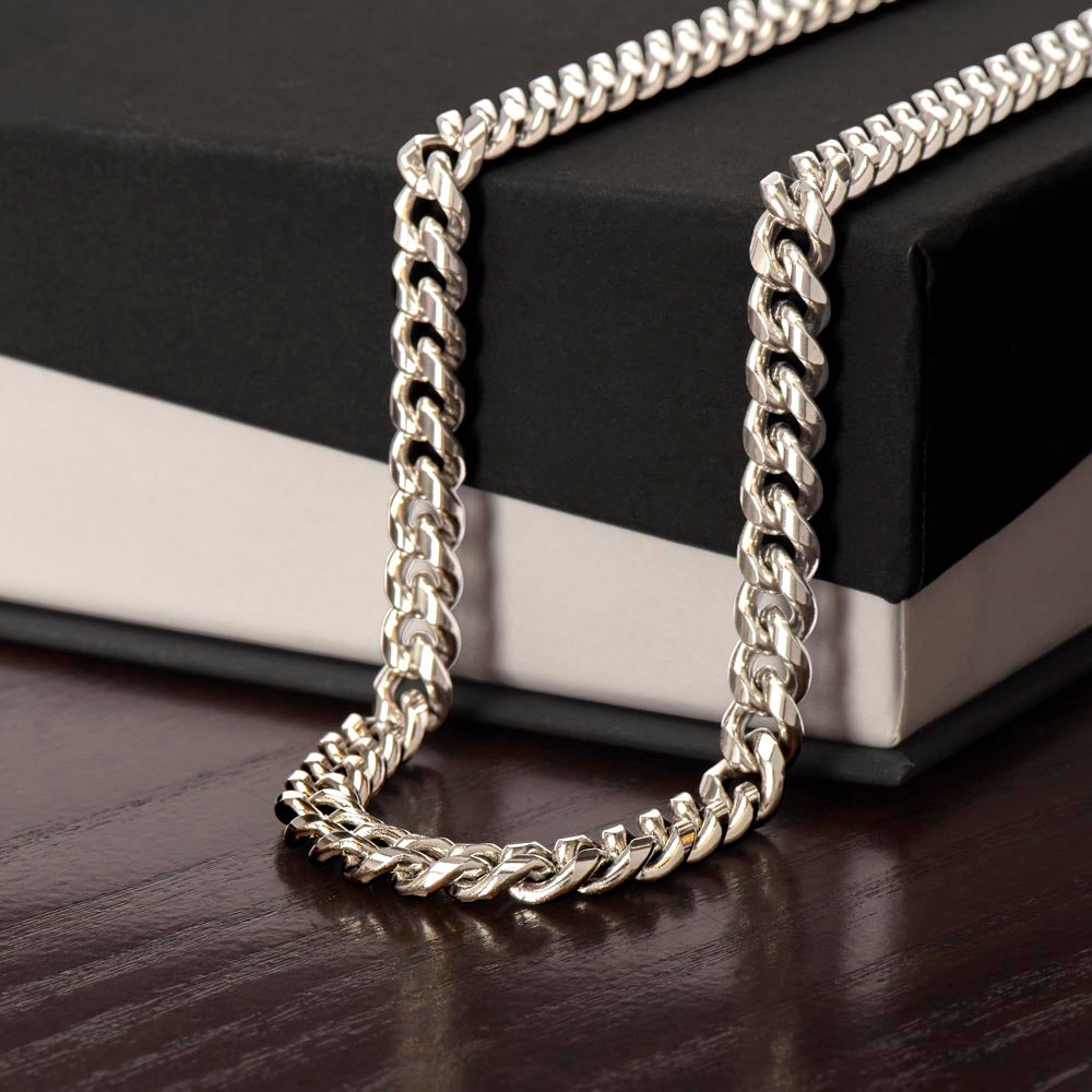Grandson, Follow Your Dreams - Cuban Link Chain W/ Personalized Message Card - 01
