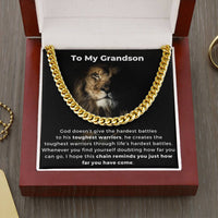 Thumbnail for To My Grandson, The Toughest Warrior - Cuban Link Chain Necklace