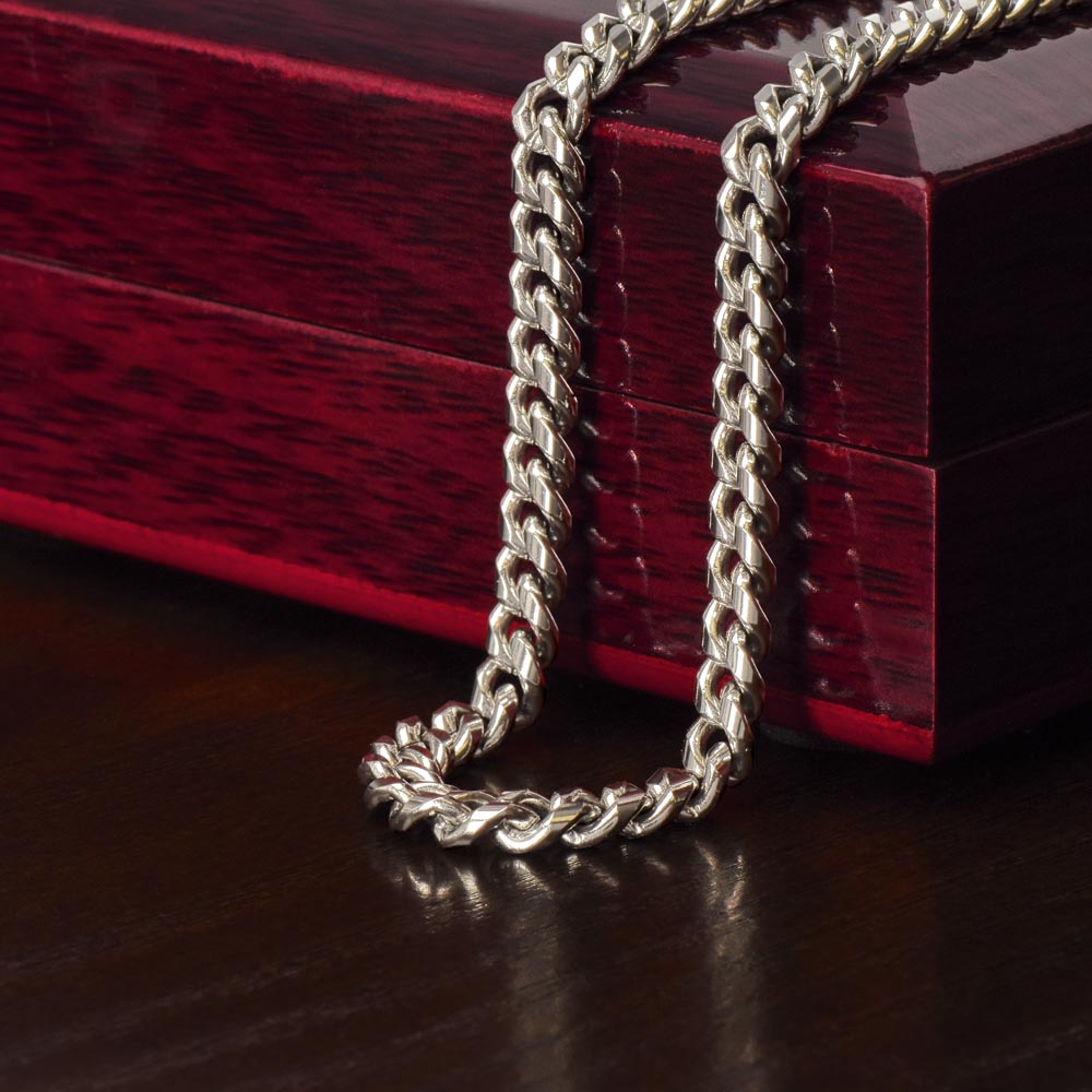 Grandson, Follow Your Dreams - Cuban Link Chain W/ Personalized Message Card - 01