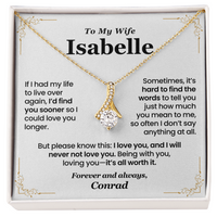 Thumbnail for Necklace with a sentimental personalized message card for a wife from husband.