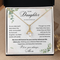 Thumbnail for Heartfelt wedding day message card included with a meaningful daughter wedding gift necklace from mom.