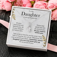 Thumbnail for Daughter graduation necklace with inspirational message card displayed in luxury woodengift box, meaningful graduation gift for daughter from mom
