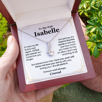 Thumbnail for Necklace with a sentimental personalized message card for a wife from husband.