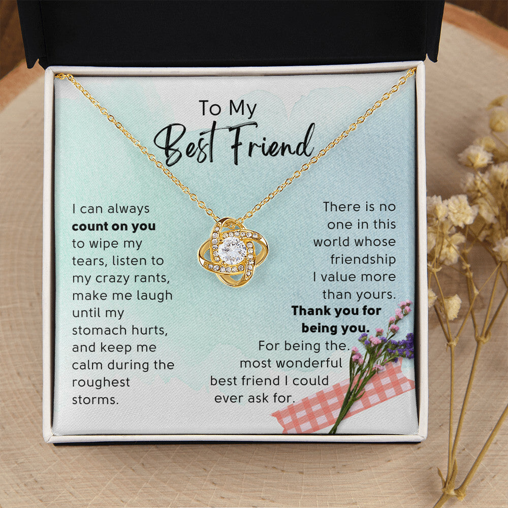 To My Best Friend, I Value You - Love Knot Necklace