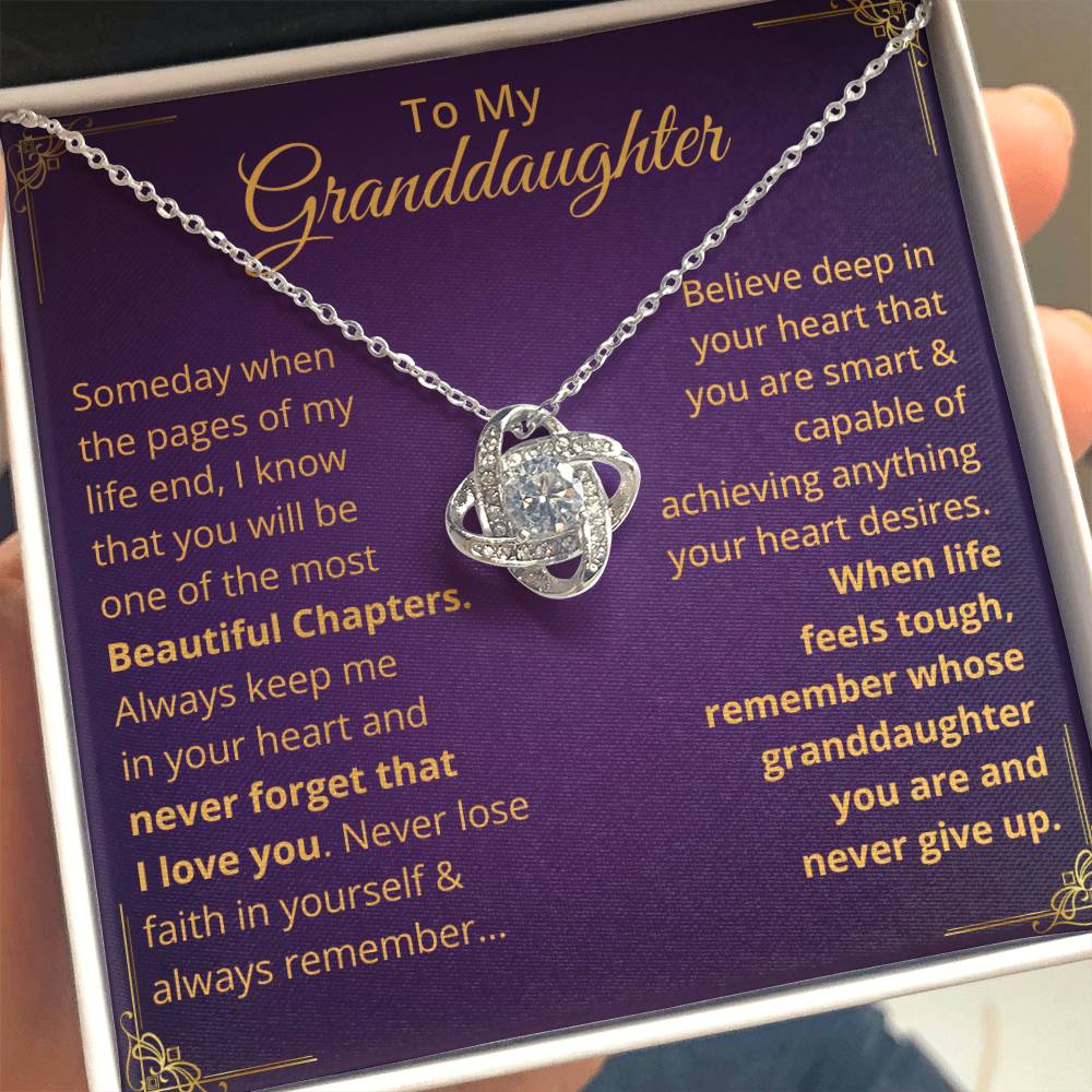 Granddaughter, Never Give Up - Love Knot Necklace (GD90)