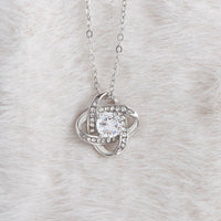 Thumbnail for Sterling silver Love Knot necklace with CZ crystal center stone – granddaughter gift jewelry.