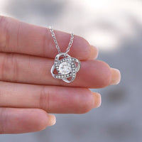 Thumbnail for Granddaughter, Never Give Up  - Love Knot Necklace with Personalized Message Card (GD90-P)