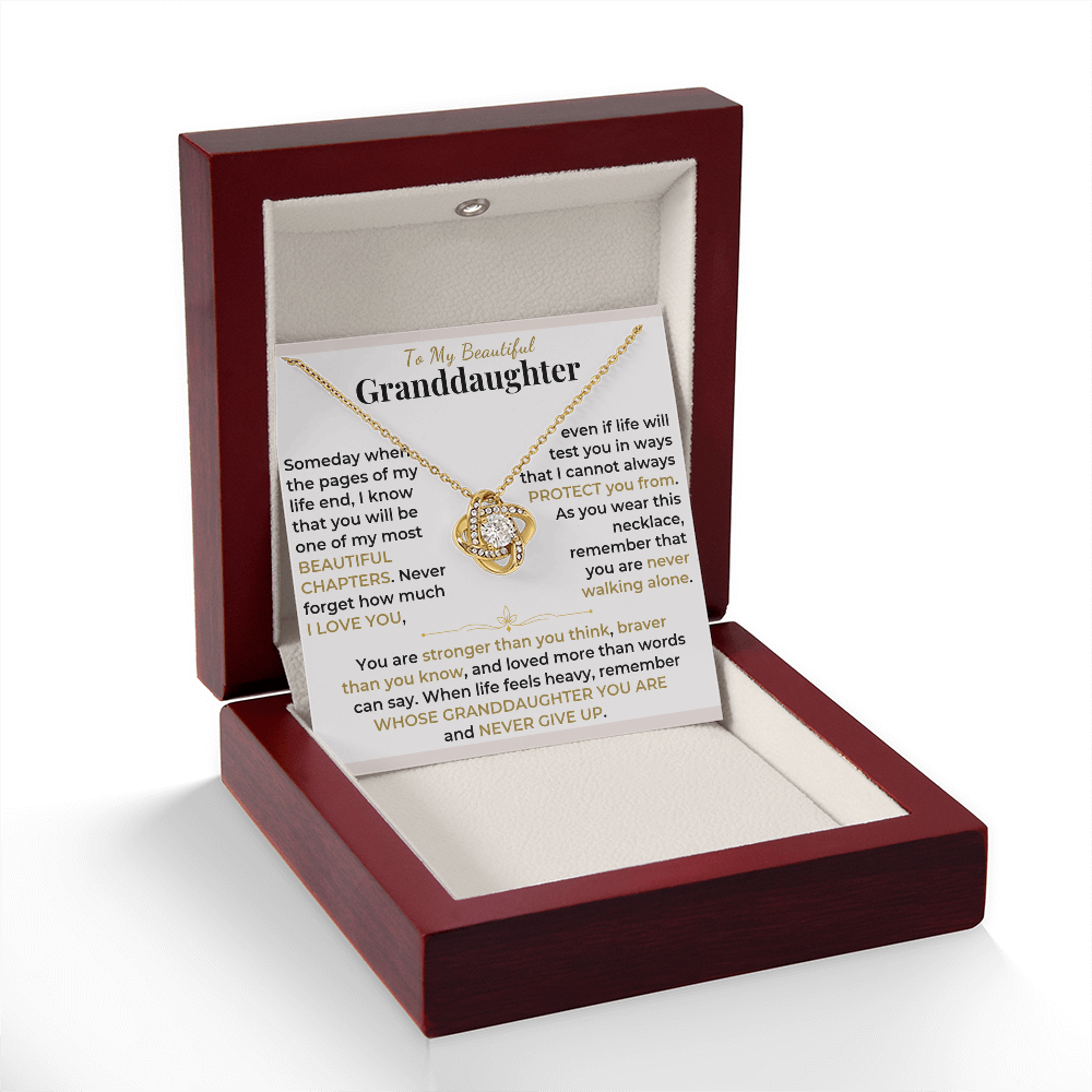 Granddaughter, My Most Beautiful Chapter - Love Knot Necklace Gift Set (GD130)