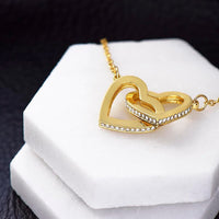 Thumbnail for Gold Interlocking Hearts necklace for granddaughter from grandpa grandma