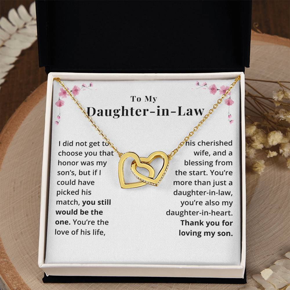 To My Daughter-In-Law, You Are A Blessing - Interlocking Hearts Necklace (DIL3)