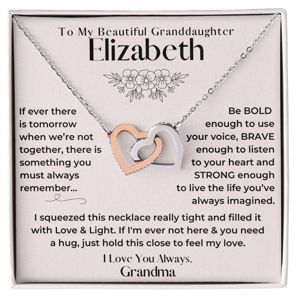 Granddaughter, Always Remember - Interlocking Hearts Necklace With Personalized Message Card (GD86-P-001)