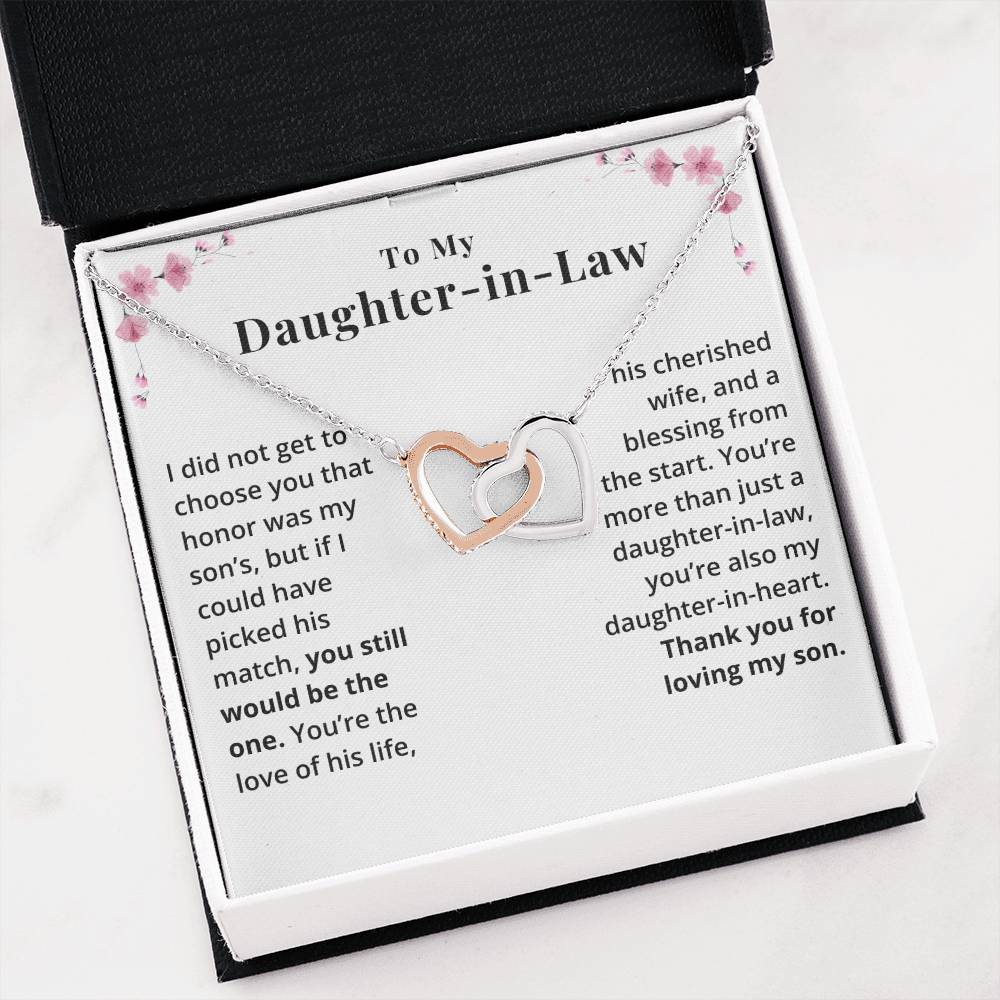 To My Daughter-In-Law, You Are A Blessing - Interlocking Hearts Necklace (DIL3)