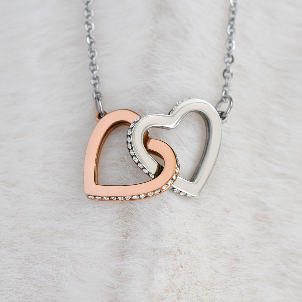 Interlocking hearts necklace gift for Best Friend displayed in a gift box with personalized message card about confidence and love – perfect sentimental gift from Best Friend.