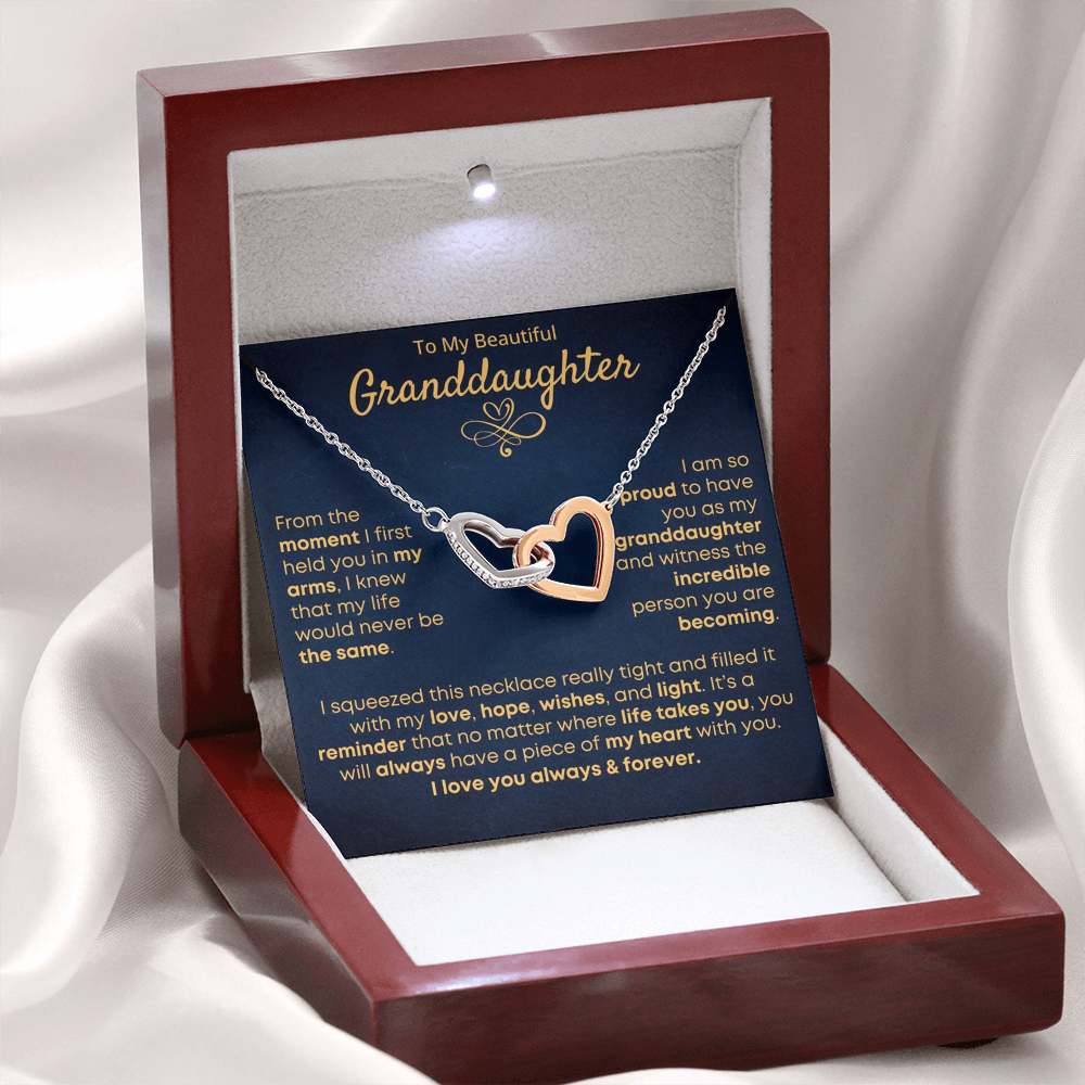 Granddaughter, Piece Of My Heart - Interlocking Hearts Necklace (GD101)